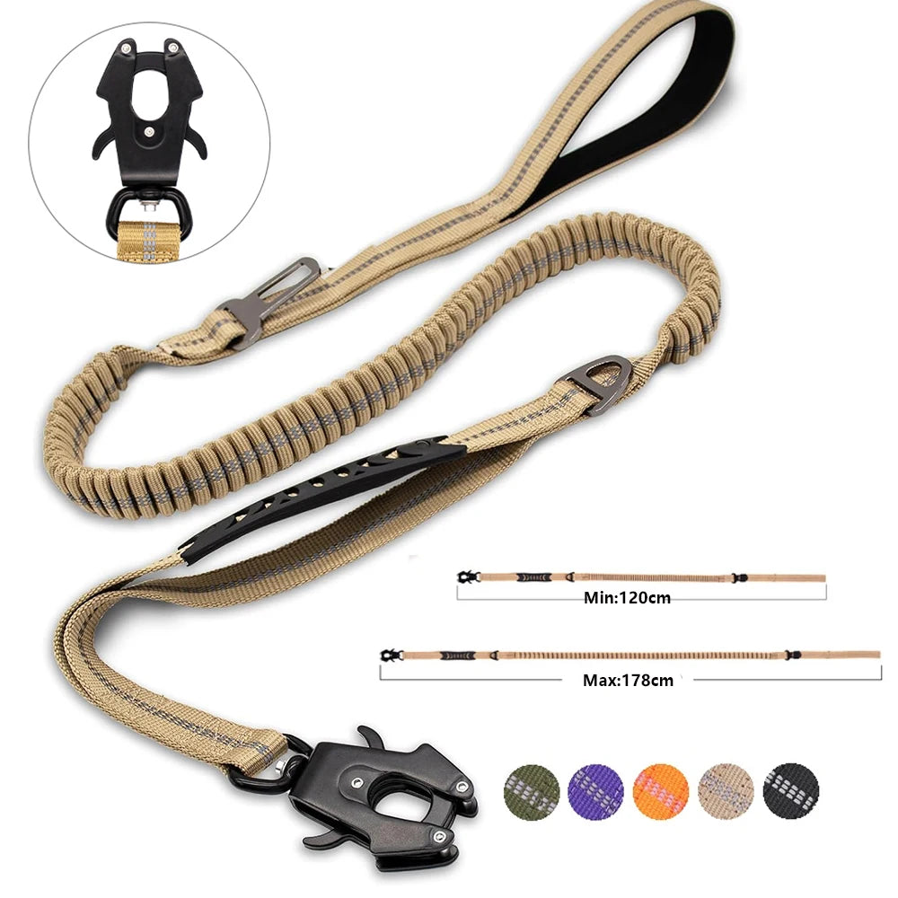 Reflective Shock Absorbing Pet Leads with Car Seatbelt for Large Dogs