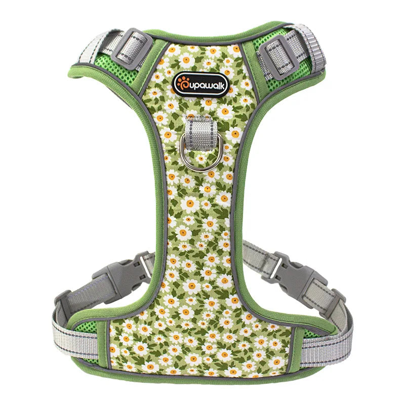 Reflective Cute Daisy Harness - Green