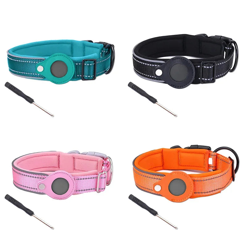 Waterproof Anti-Lost Dog Collar Padded Collars with AirTag Holder