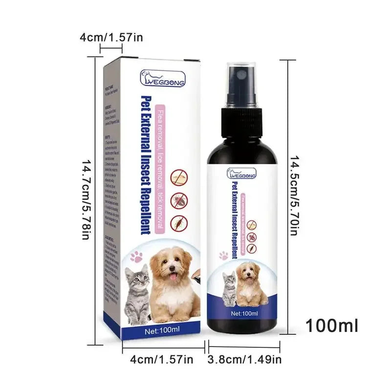 100ml Flea & Tick Repellent Spray For Dogs & Cats