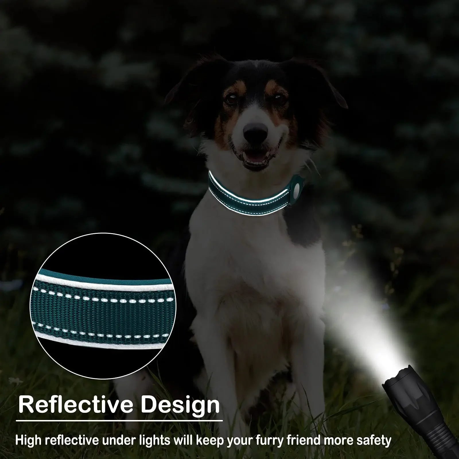 Waterproof Anti-Lost Dog Collar Padded Collars with AirTag Holder