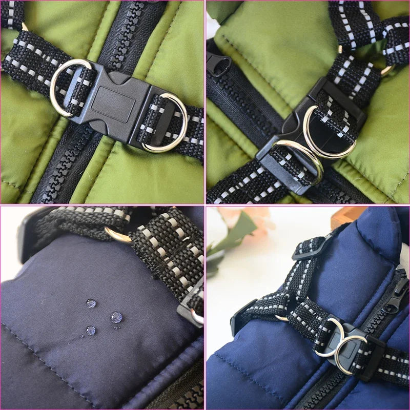 Waterproof Warm Dog Jacket with harness. Ideal for those winter months.