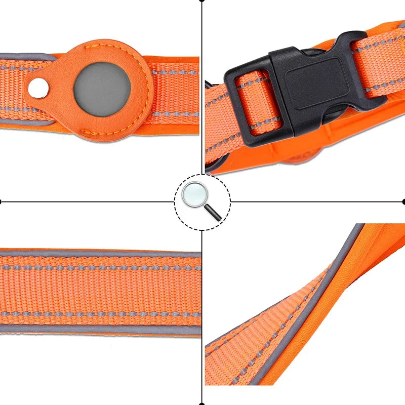 Waterproof Anti-Lost Dog Collar Padded Collars with AirTag Holder