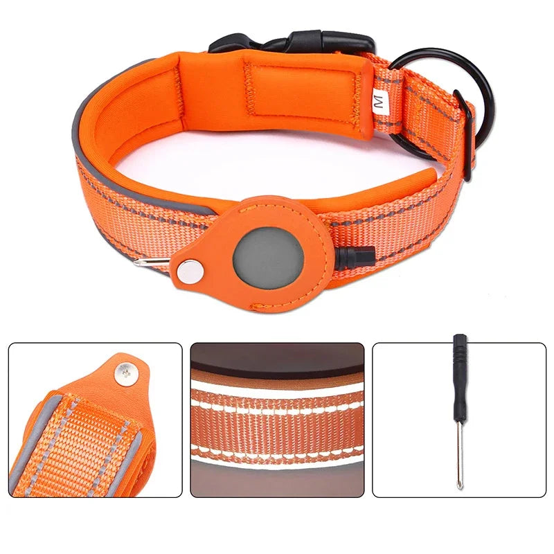 Waterproof Anti-Lost Dog Collar Padded Collars with AirTag Holder